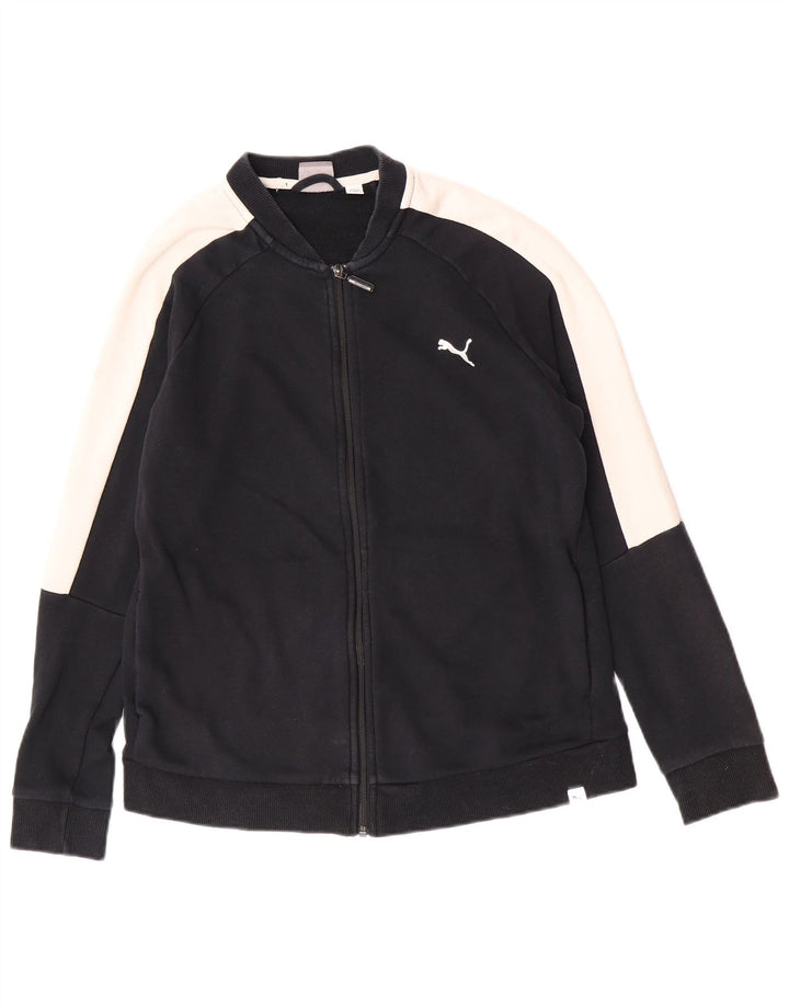 Puma Womens Tracksuit Top Jacket UK 16 Large Black Colourblock Cotton