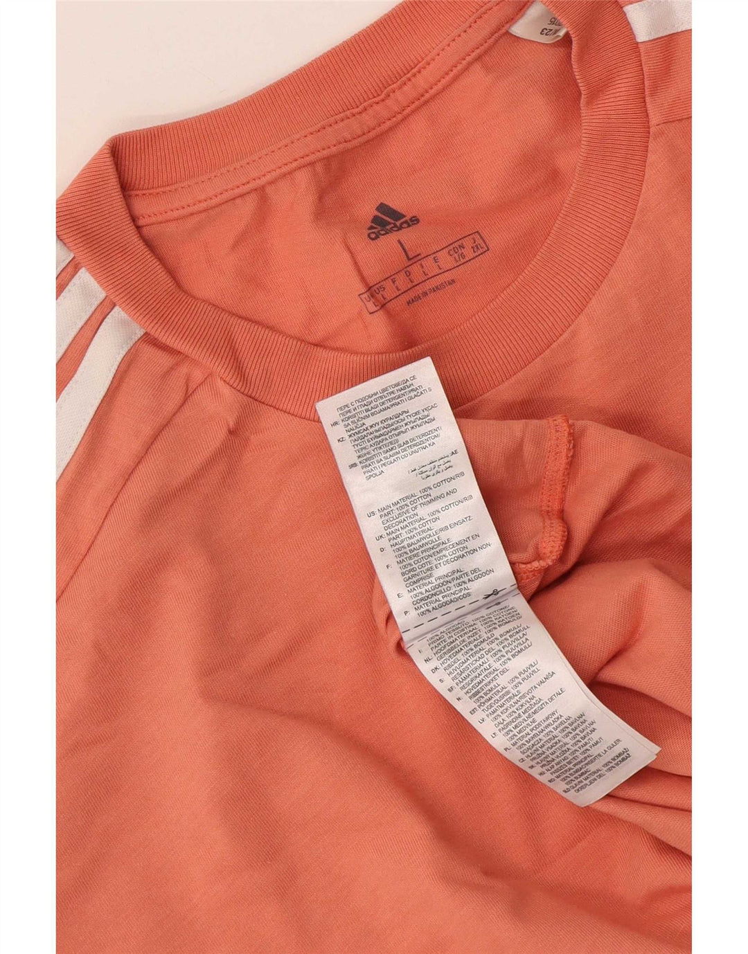 Adidas Mens T-Shirt Top Large Orange Cotton