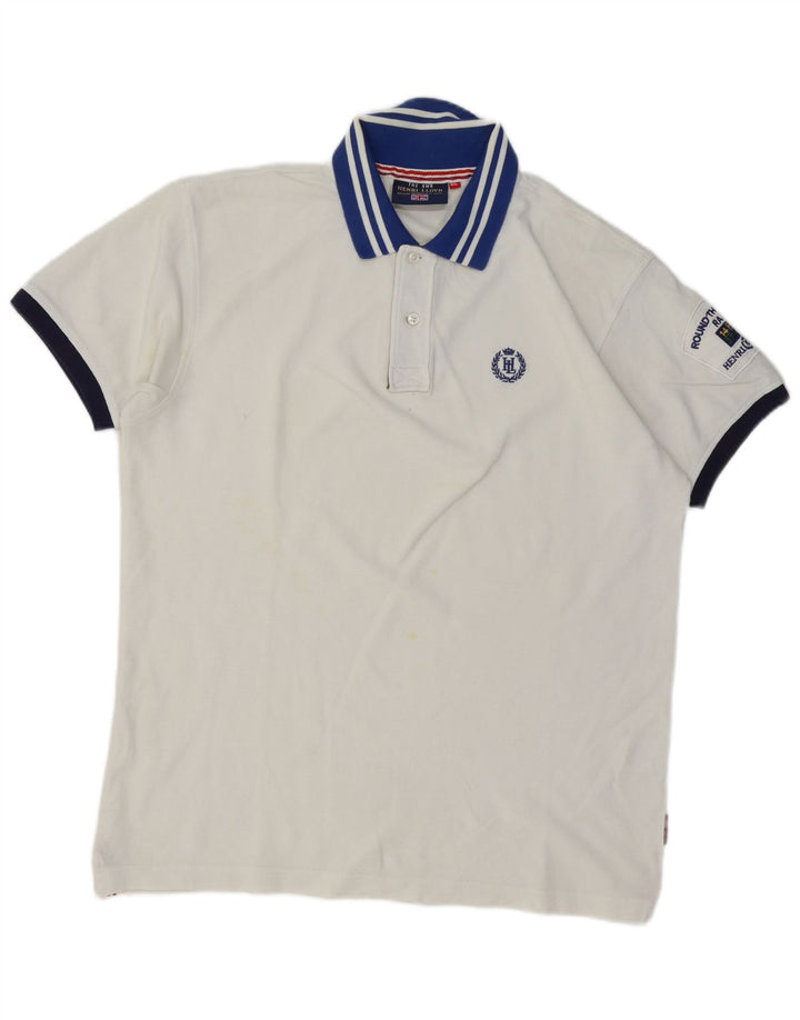 HENRI LLOYD Mens Rugby Polo Shirt XL White Cotton