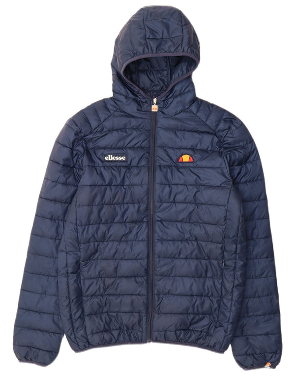Ellesse Mens Hooded Padded Jacket UK 38 Medium Navy Blue Polyester