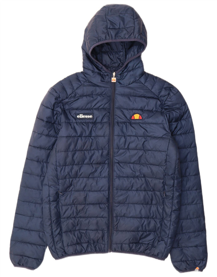 Ellesse Mens Hooded Padded Jacket UK 38 Medium Navy Blue Polyester