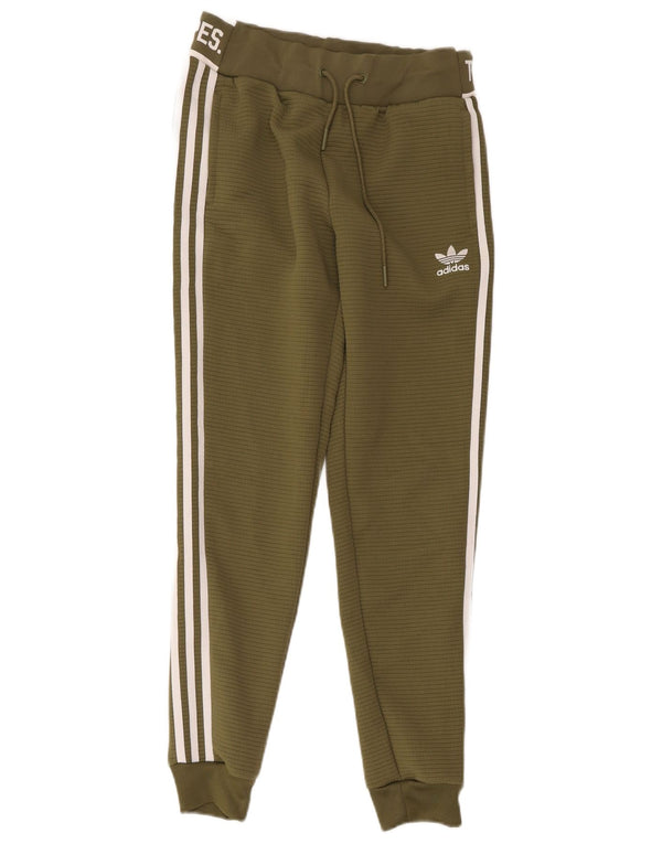 Adidas Womens Three Stripes Tracksuit Trousers Joggers UK 8 Small Khaki