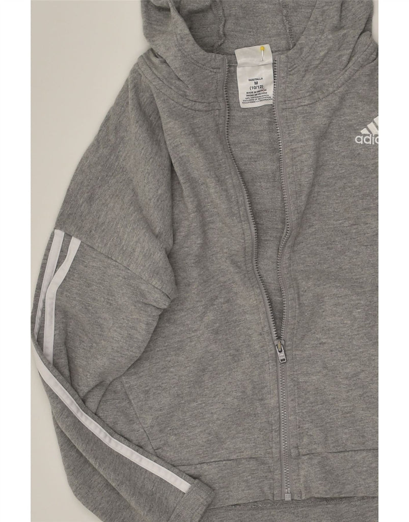 ADIDAS Girls Zip Hoodie Sweater 10-11 Years Grey | Vintage Adidas | Thrift | Second-Hand Adidas | Used Clothing | Messina Hembry 