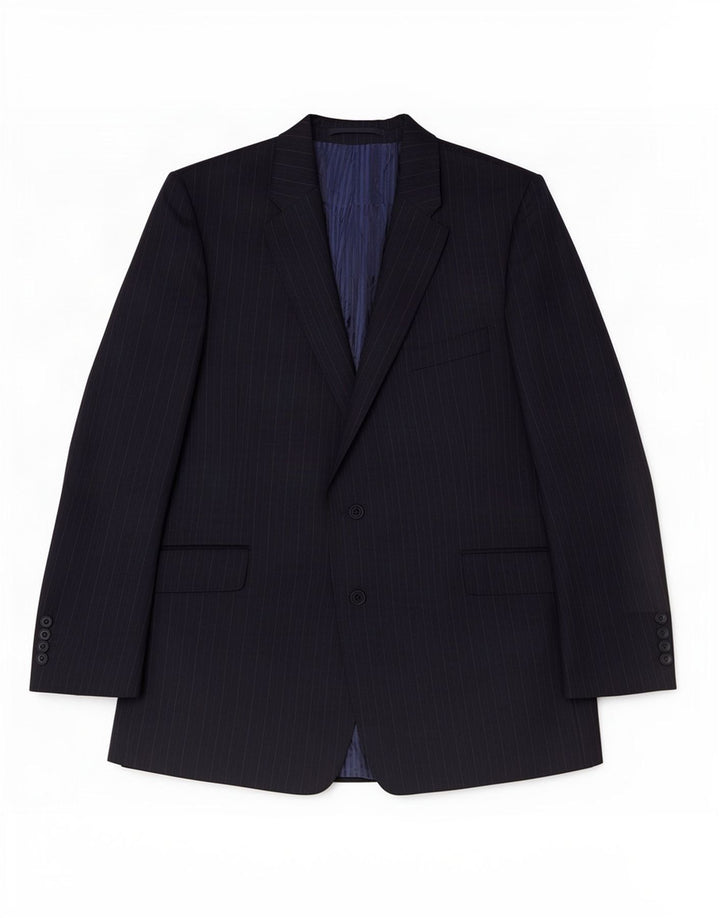 Marks & Spencer Mens 2 Button Blazer Jacket UK 48 2XL Navy Blue Striped