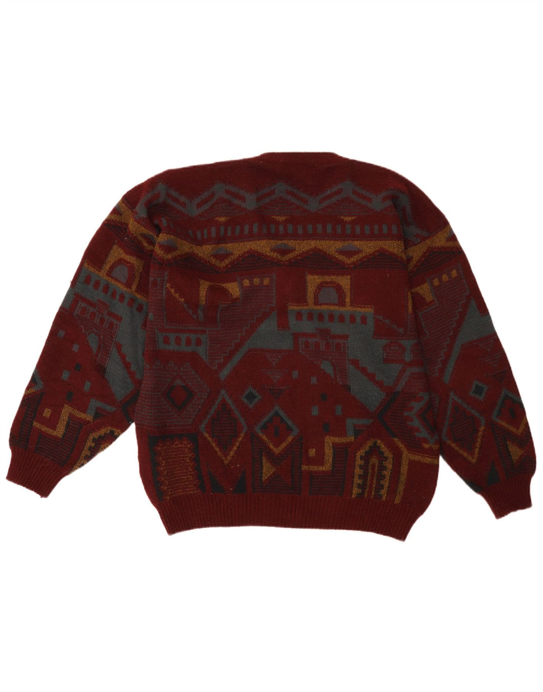 UMBERTO ROSETTI Mens V-Neck Jumper Sweater IT 48/50 Medium Maroon