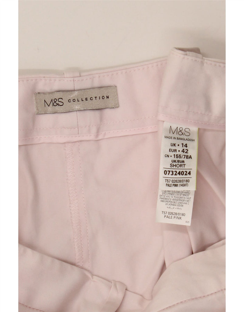 MARKS & SPENCER Womens Slim Fit Capri Trousers UK 14 Large W34 L24 Pink Vintage Marks & Spencer and Second-Hand Marks & Spencer from Messina Hembry 