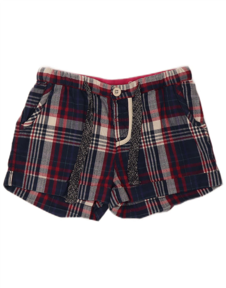 Superdry Womens Hot Pants Small W28 Navy Blue Plaid Cotton