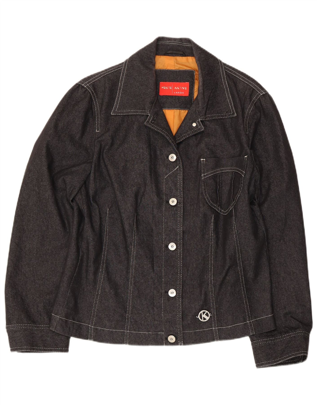 Perte by Krizia Womens Denim Jacket UK 18 XL Grey Cotton