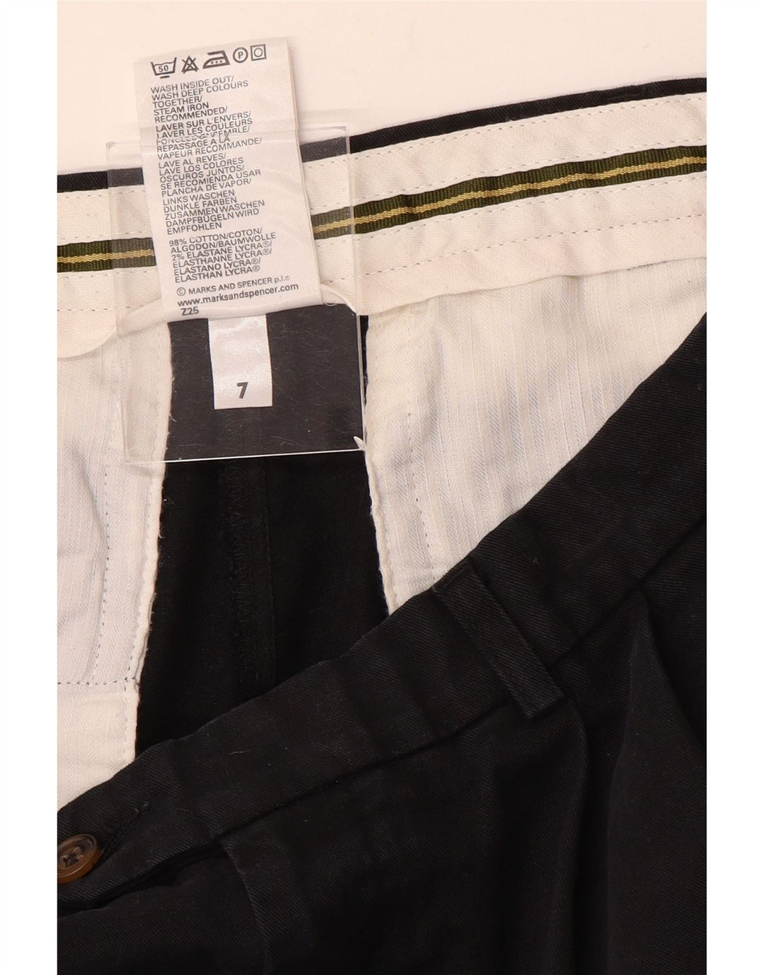 Marks & Spencer Mens Pegged Suit Trousers W34 L31 Black Cotton