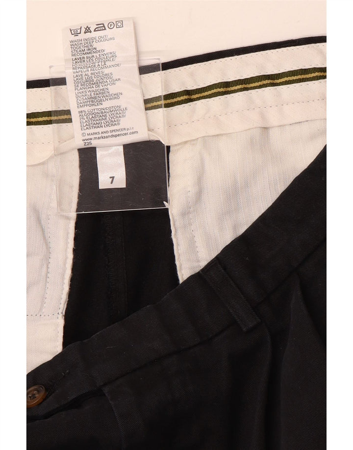 Marks & Spencer Mens Pegged Suit Trousers W34 L31 Black Cotton