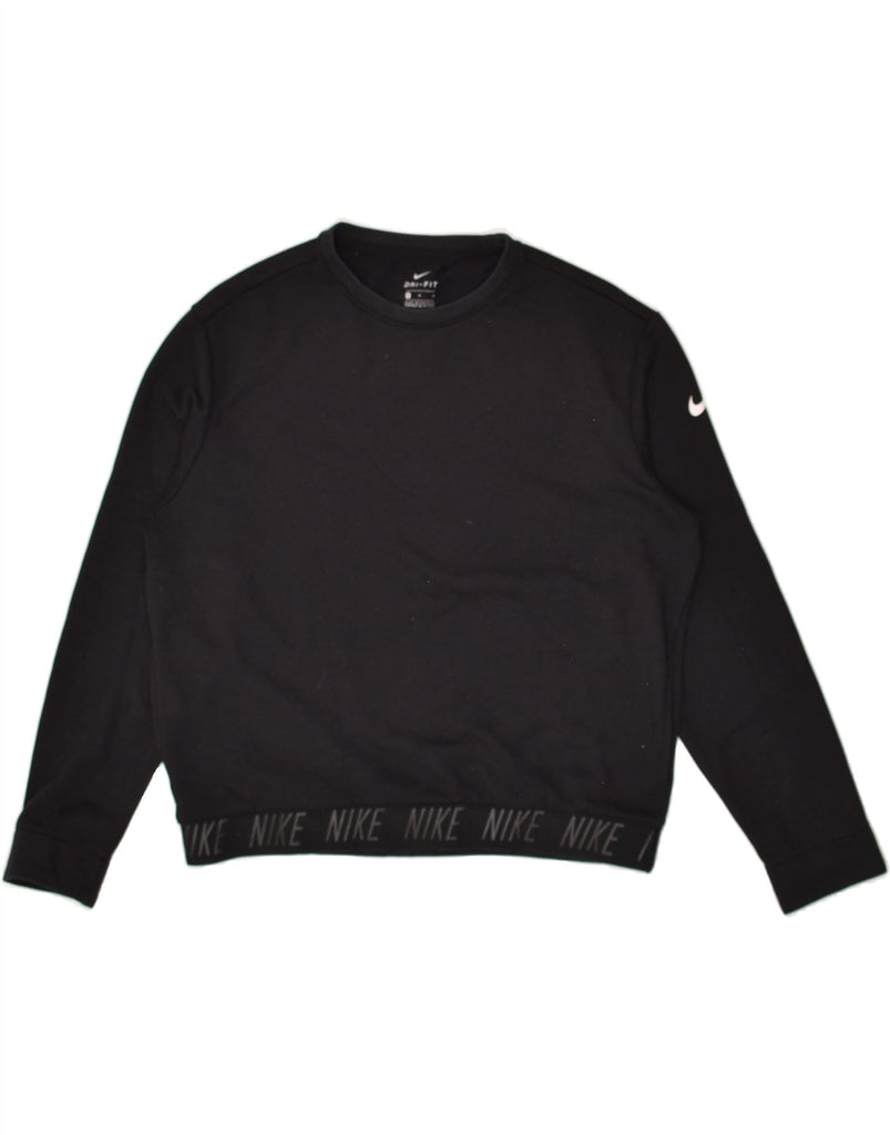 NIKE Womens Dri Fit Sweatshirt Jumper UK 14 Medium Black Polyester | Vintage Nike | Thrift | Second-Hand Nike | Used Clothing | Messina Hembry 