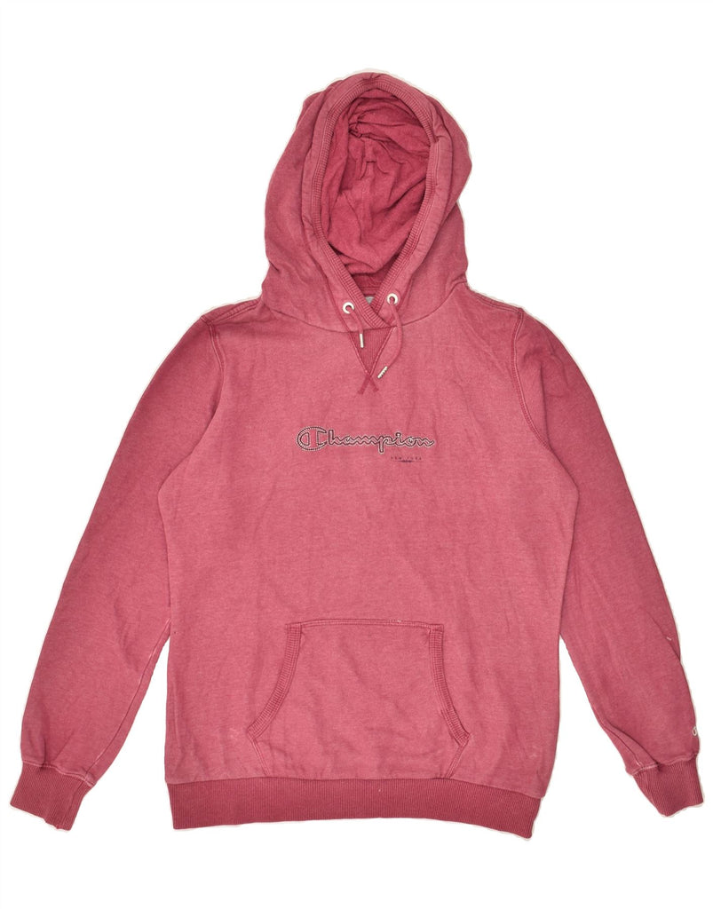 CHAMPION Womens Hoodie Jumper UK 14 Large Pink Cotton | Vintage Champion | Thrift | Second-Hand Champion | Used Clothing | Messina Hembry 