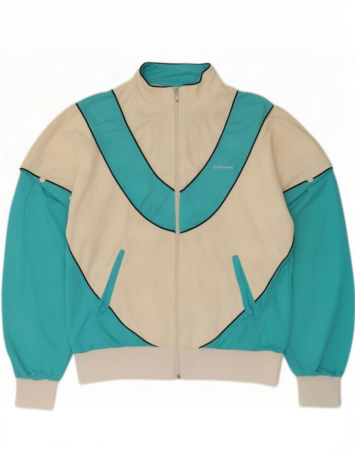 Spalding Mens Tracksuit Top Jacket Medium White Colourblock