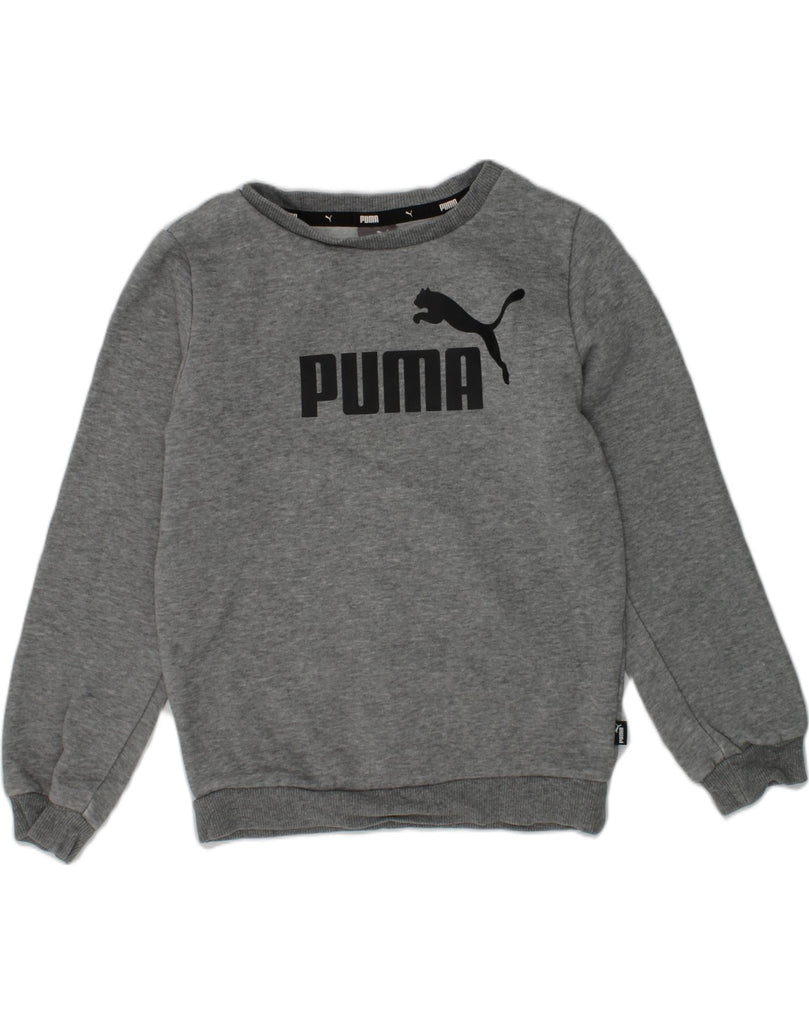 PUMA Boys Graphic Sweatshirt Jumper 7-8 Years Grey Cotton | Vintage Puma | Thrift | Second-Hand Puma | Used Clothing | Messina Hembry 