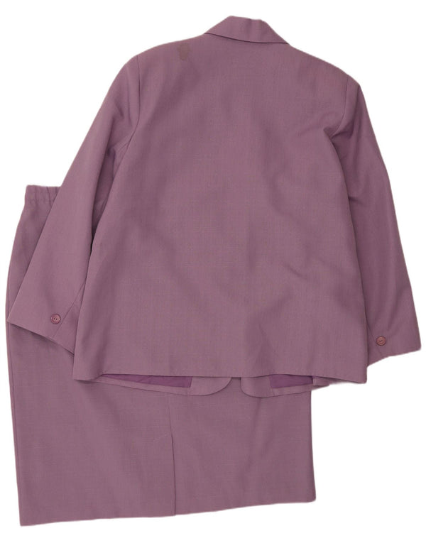 Vintage Womens 2 Button Piece Skirt Set UK 22 3XL W42 Purple Polyester