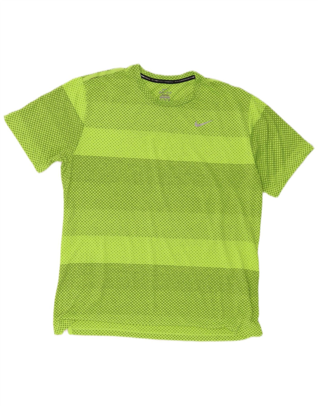 Nike Mens Dri Fit T-Shirt Top XL Green Geometric Polyester