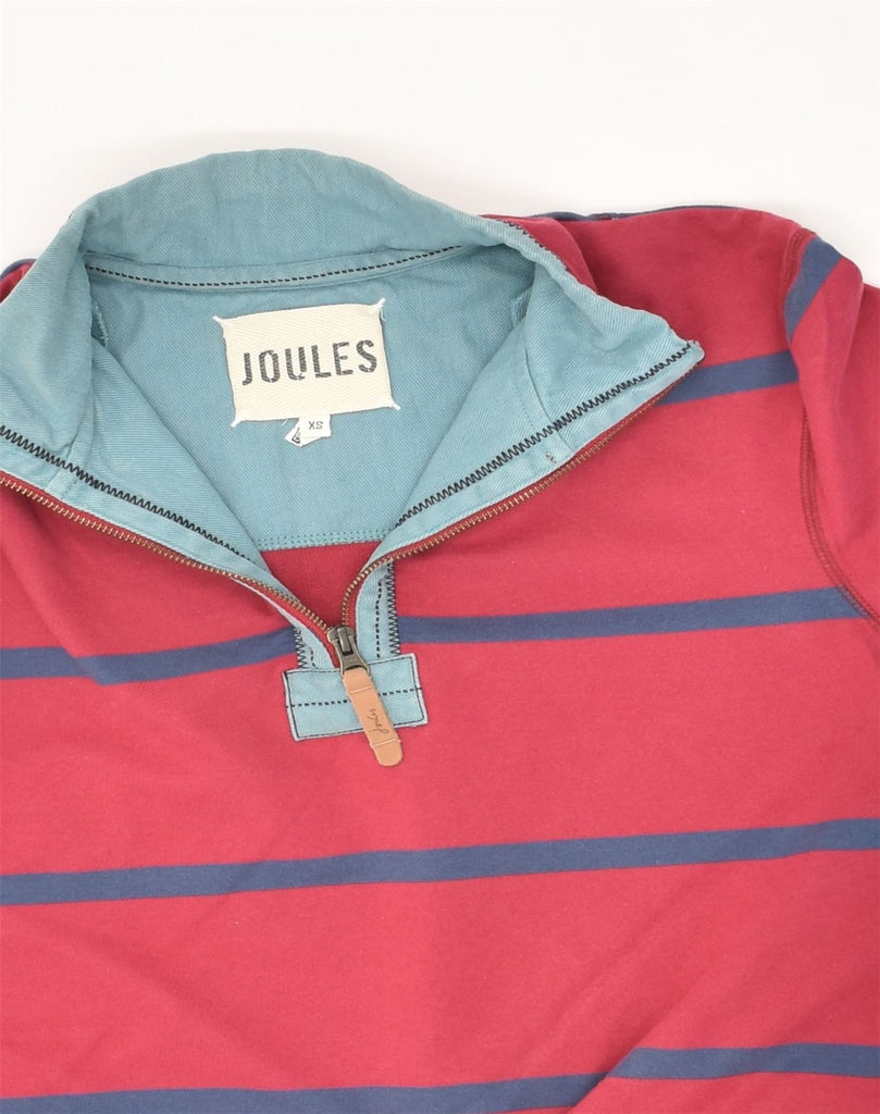 JOULES Mens Zip Neck Sweatshirt Jumper XS Red Striped Cotton | Vintage Joules | Thrift | Second-Hand Joules | Used Clothing | Messina Hembry 