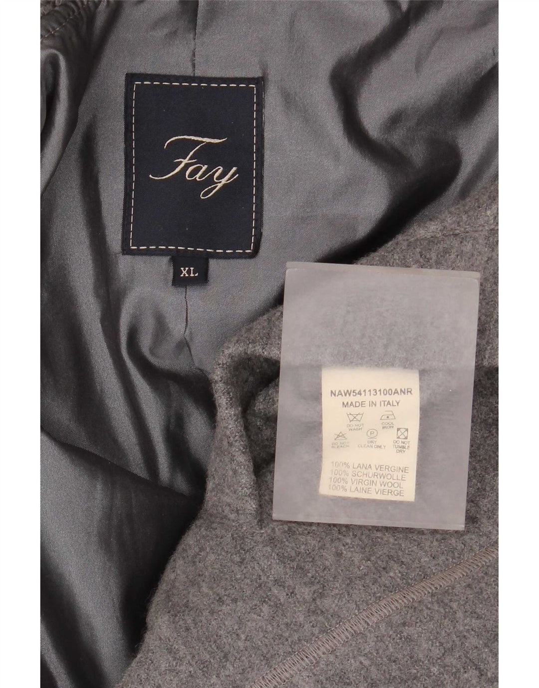 Fay Womens Overcoat UK 18 XL Grey Virgin Wool