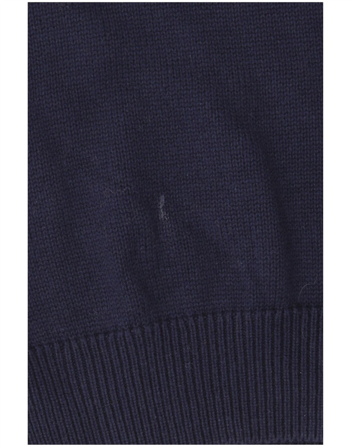 Wrangler Mens Zip Neck Jumper Sweater Small Navy Blue Cotton
