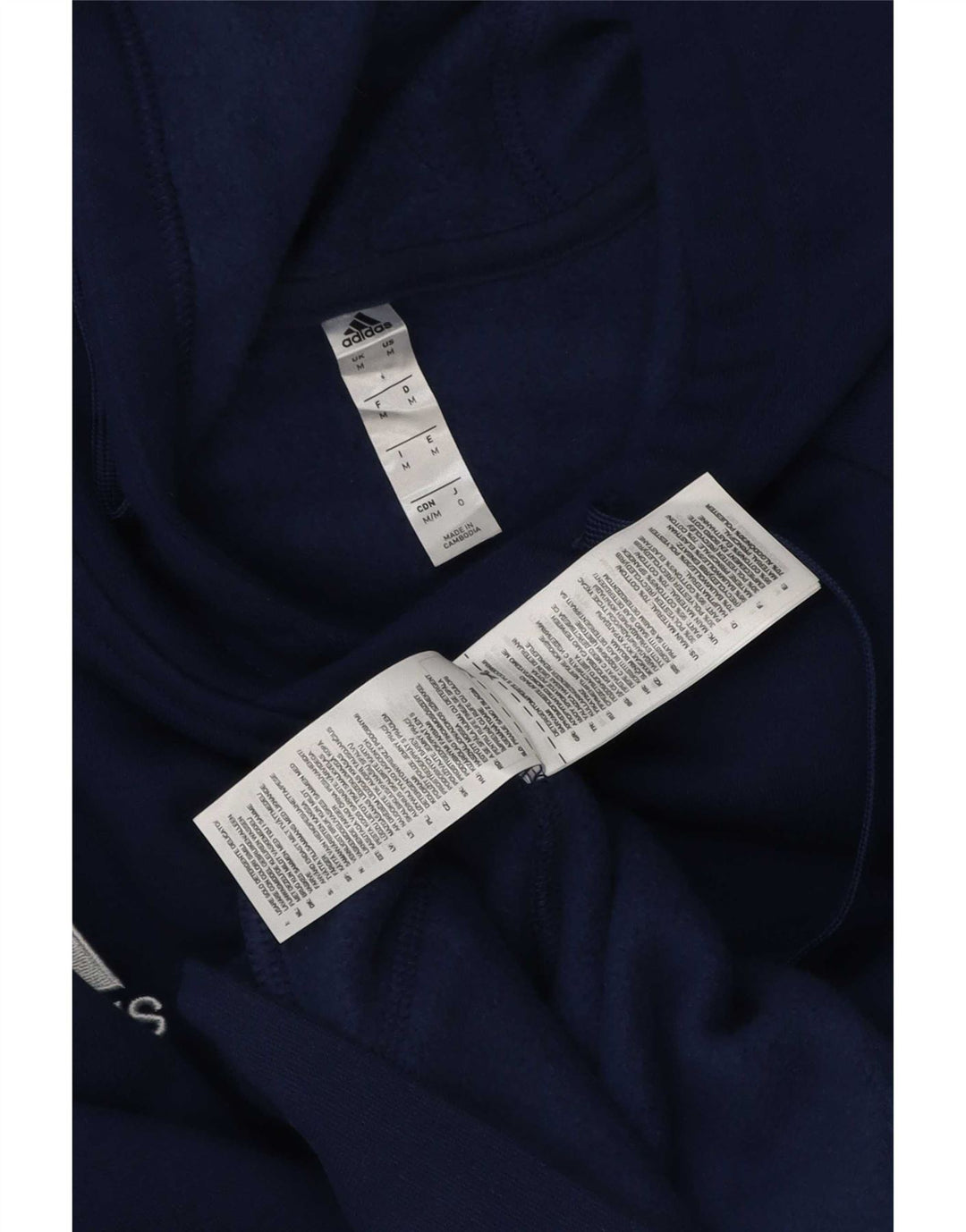 Adidas Mens Hoodie Jumper Medium Navy Blue Cotton