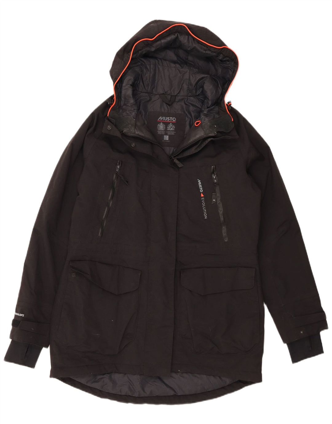 Musto Womens Hooded Parka Jacket UK 12 Medium Black Polyamide