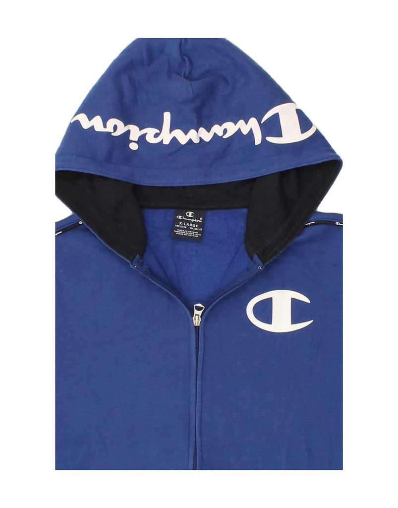 CHAMPION Boys Graphic Zip Hoodie Sweater 13-14 Years XL Blue Cotton Vintage Champion and Second-Hand Champion from Messina Hembry 