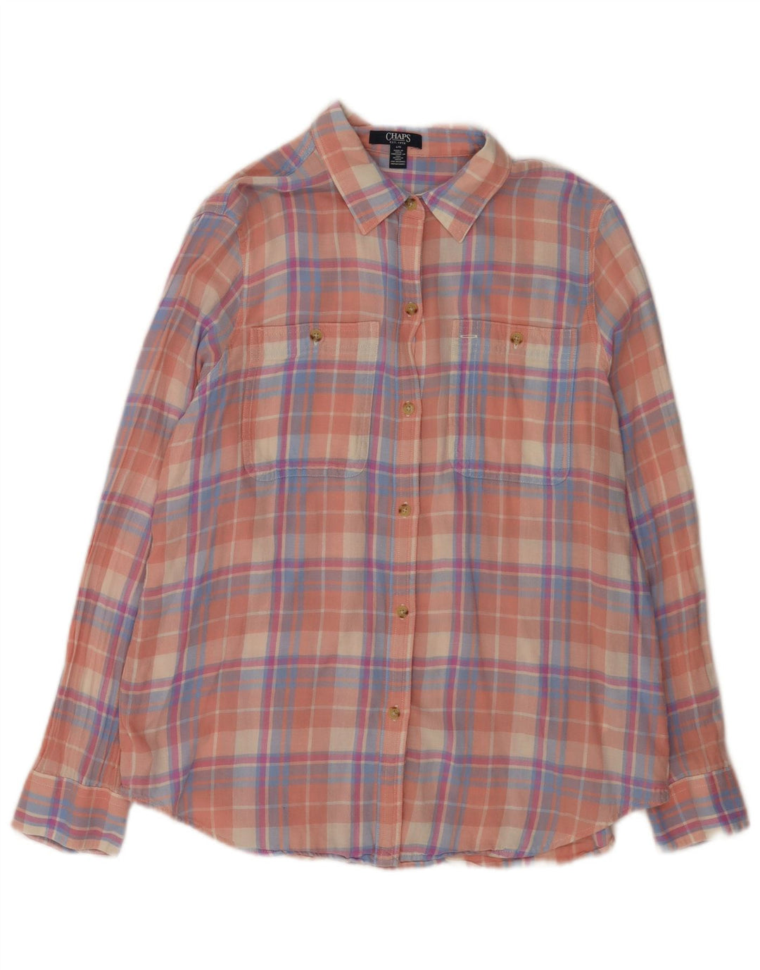 Chaps Womens Flannel Shirt UK 16 Large Pink Check Cotton