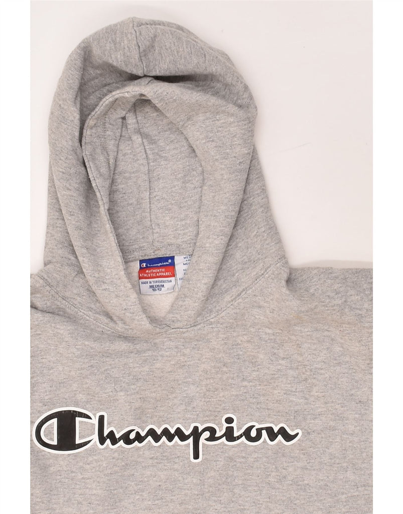 CHAMPION Boys Graphic Hoodie Jumper 10-11 Years Medium Grey Cotton | Vintage Champion | Thrift | Second-Hand Champion | Used Clothing | Messina Hembry 