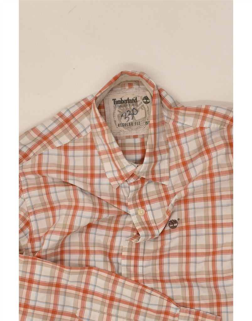 TIMBERLAND Mens Regular Fit Shirt Small Orange Check Cotton | Vintage Timberland | Thrift | Second-Hand Timberland | Used Clothing | Messina Hembry 
