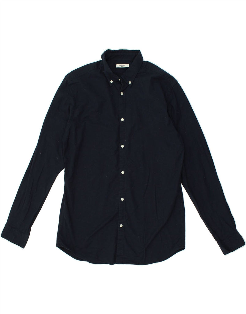 JACK & JONES Mens Slim Shirt Large Navy Blue | Vintage Jack & Jones | Thrift | Second-Hand Jack & Jones | Used Clothing | Messina Hembry 