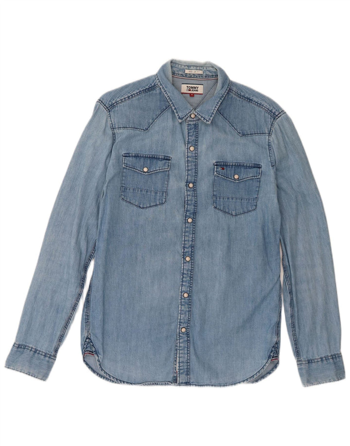 Tommy Hilfiger Mens Denim Shirt Small Blue Cotton