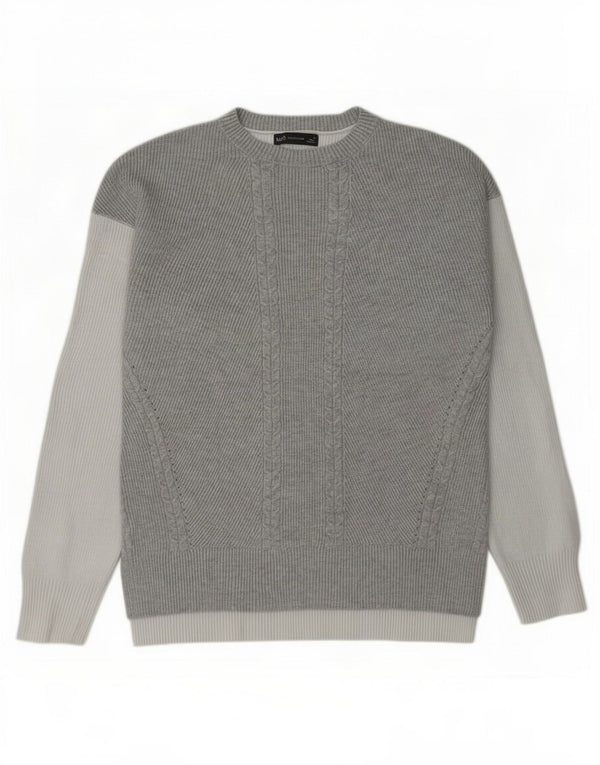 Marks & Spencer Womens Crew Neck Jumper Sweater UK 14 Medium Grey