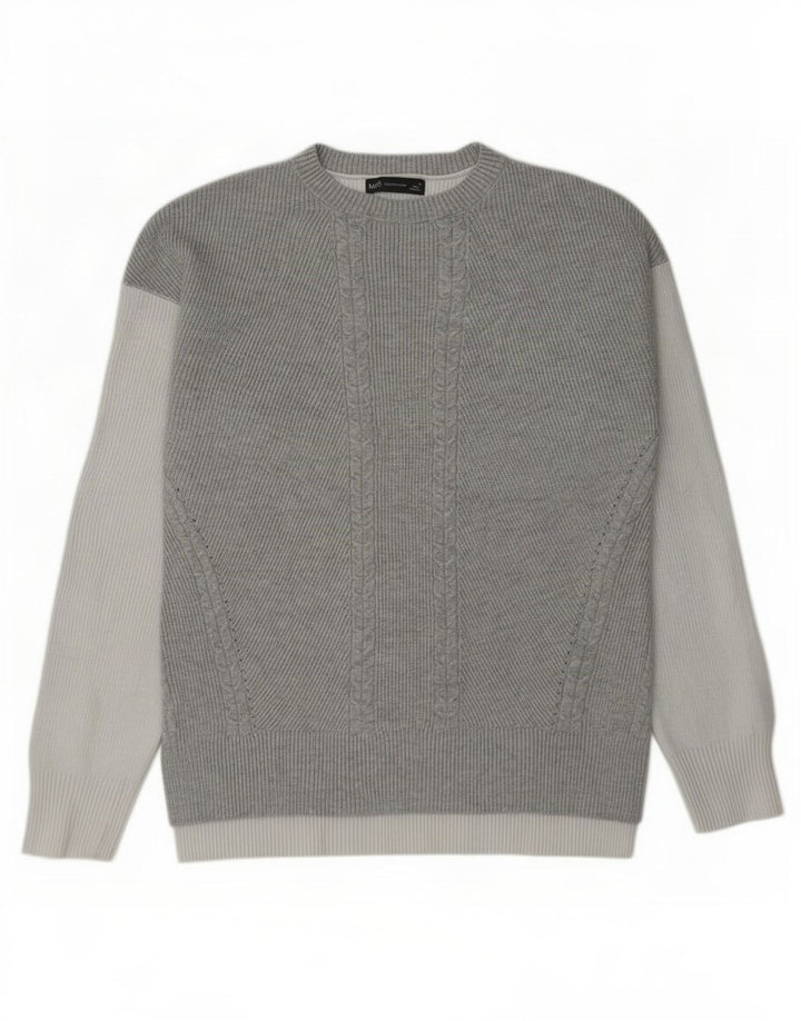 Marks & Spencer Womens Crew Neck Jumper Sweater UK 14 Medium Grey