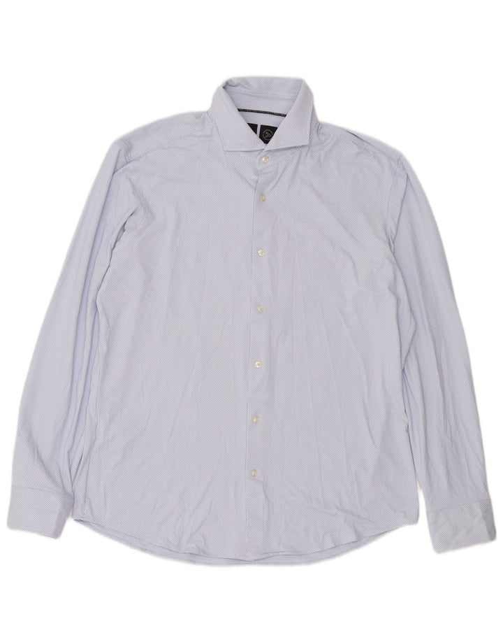 HUGO BOSS Mens Regular Fit Shirt Large Blue Spotted Polyester