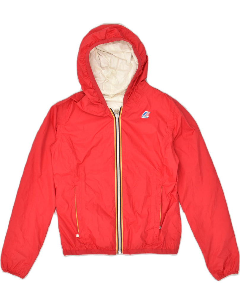 K-WAY Girls Hooded Reversible Jacket 13-14 Years Red Polyamide | Vintage K-Way | Thrift | Second-Hand K-Way | Used Clothing | Messina Hembry 