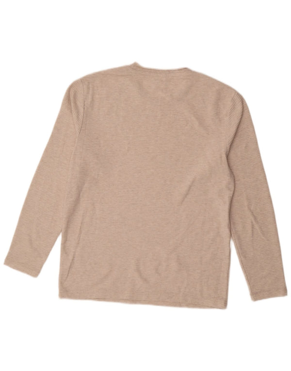 Zara Mens Top Long Sleeve Medium Beige Polyester