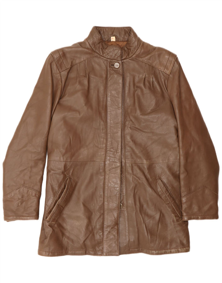 Vintage Womens Leather Coat IT 46 Large Brown Leather
