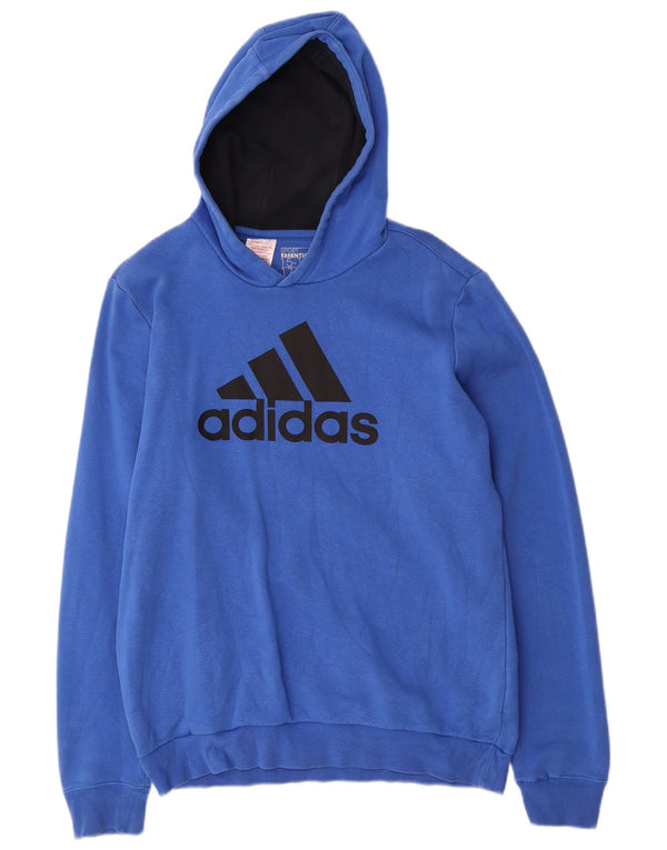 Adidas Boys Graphic Hoodie Jumper 15-16 Years Blue Cotton
