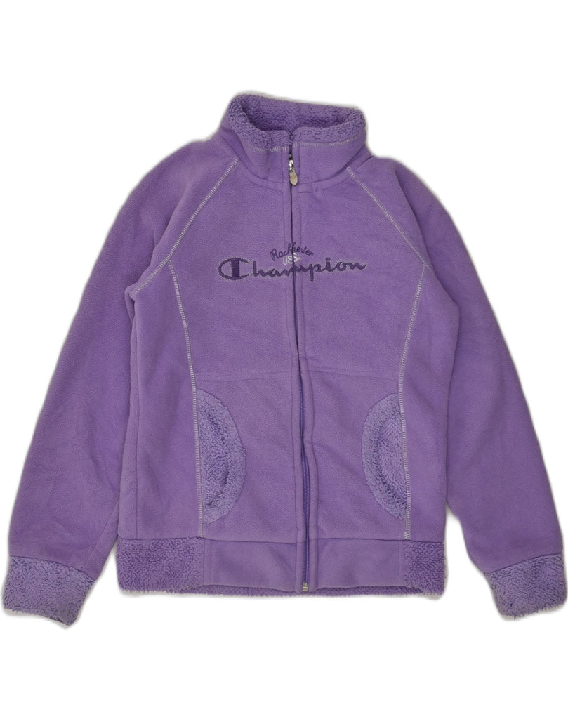 CHAMPION Girls Fleece Jacket 9-10 Years Purple Polyester | Vintage Champion | Thrift | Second-Hand Champion | Used Clothing | Messina Hembry 