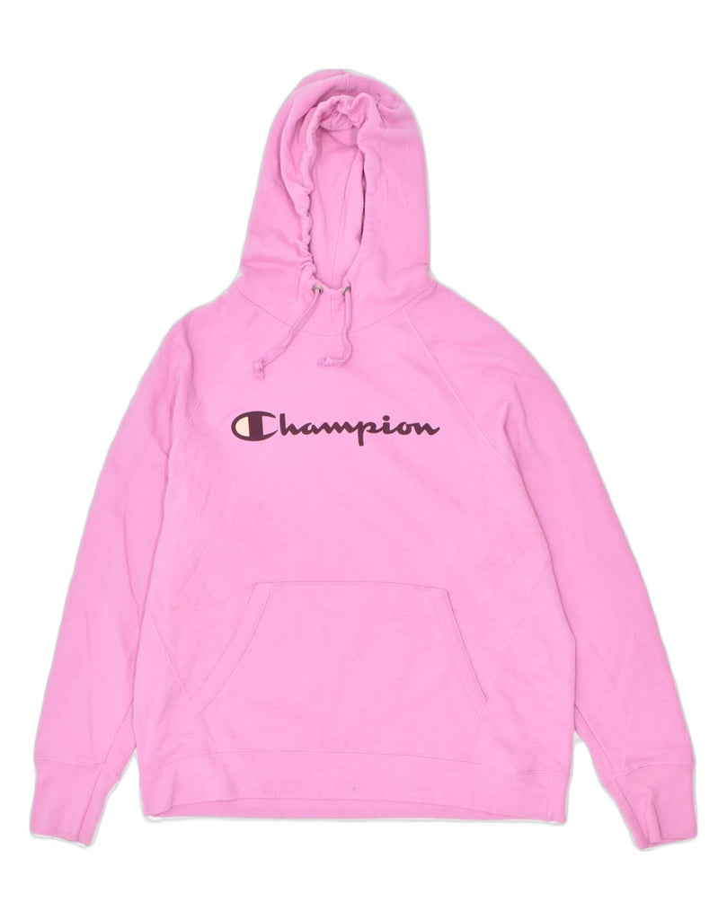 CHAMPION Womens Graphic Hoodie Jumper UK 18 XL Pink Polyester | Vintage Champion | Thrift | Second-Hand Champion | Used Clothing | Messina Hembry 