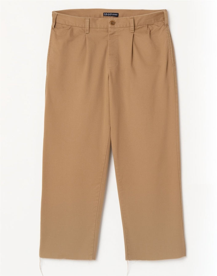 Izod Mens Pegged Cropped Trousers W32 L25 Beige Cotton