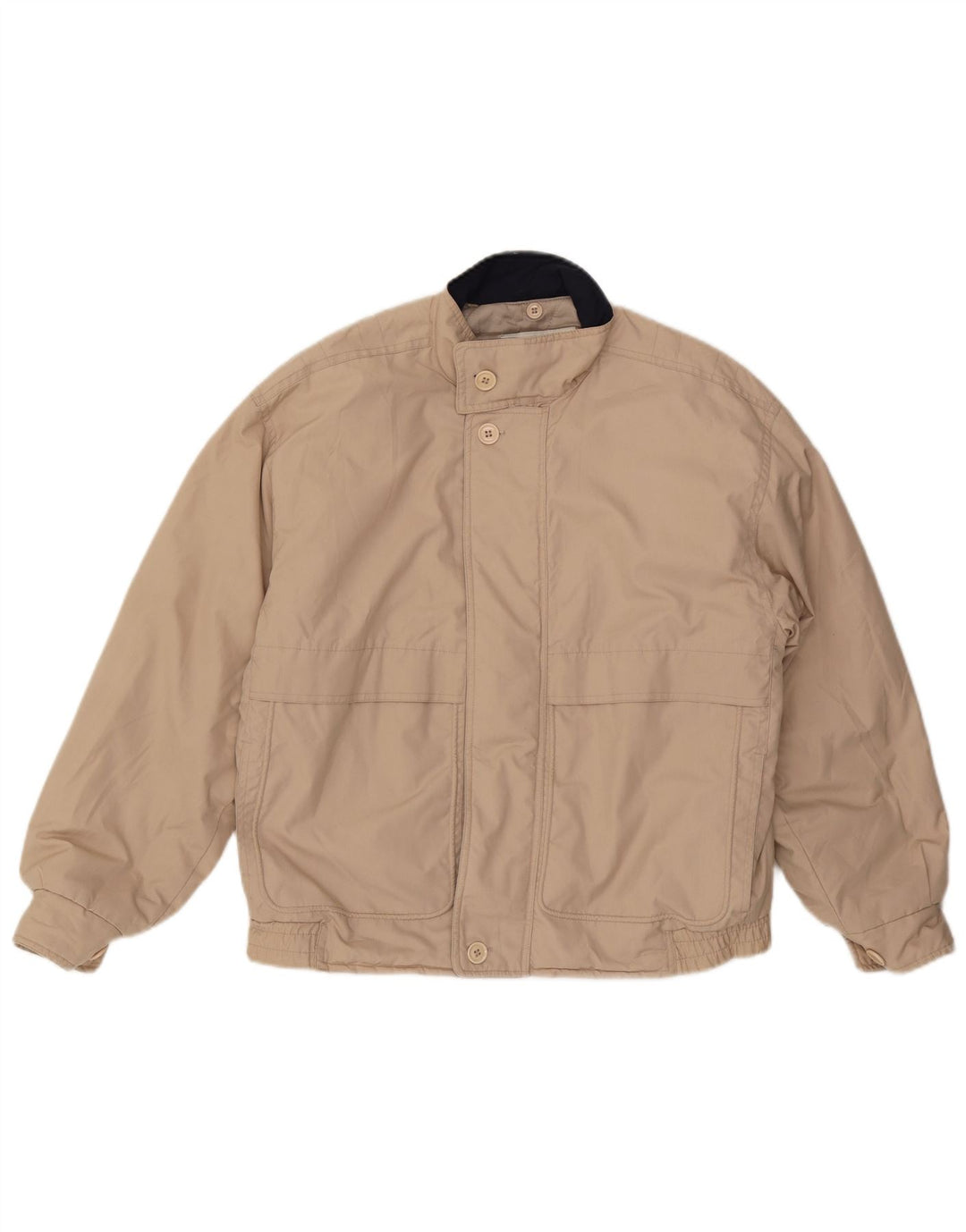 LONDON FOG Mens Hooded Bomber Jacket UK 38 Medium Beige Polyester