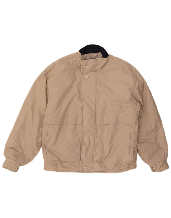 LONDON FOG Mens Hooded Bomber Jacket UK 38 Medium Beige Polyester