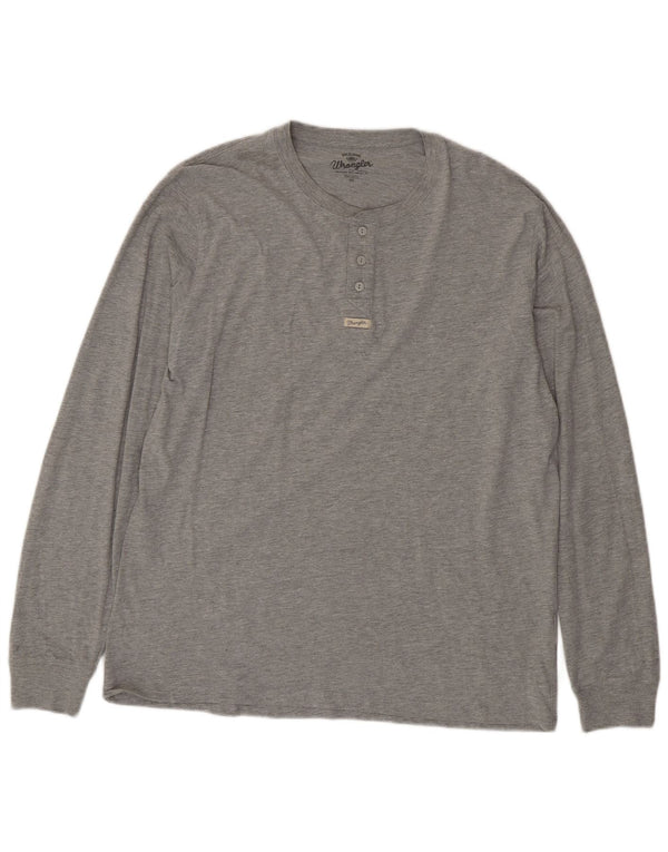 Wrangler Mens Regular Fit Top Long Sleeve 2XL Grey Cotton