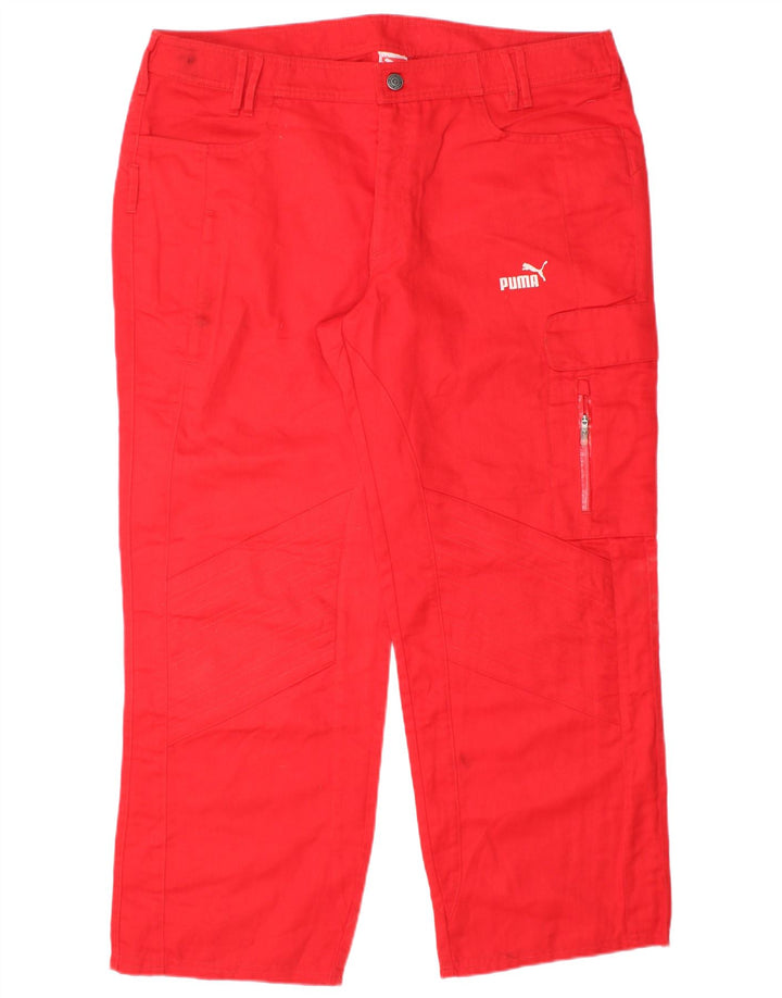 PUMA Mens Straight Cargo Trousers W36 L28  Red