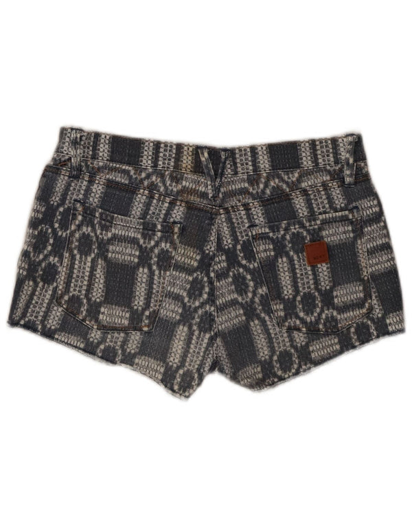Roxy Womens Denim Shorts US 7 Medium W30 Blue Geometric