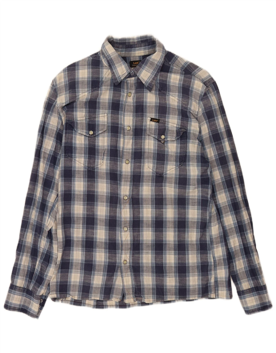Lee Mens Graphic Shirt Large Blue Check Cotton
