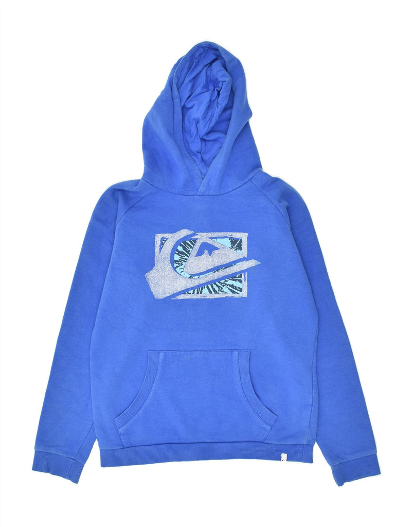 QUIKSILVER Boys Graphic Hoodie Jumper 13-14 Years Blue Cotton | Vintage Quiksilver | Thrift | Second-Hand Quiksilver | Used Clothing | Messina Hembry 