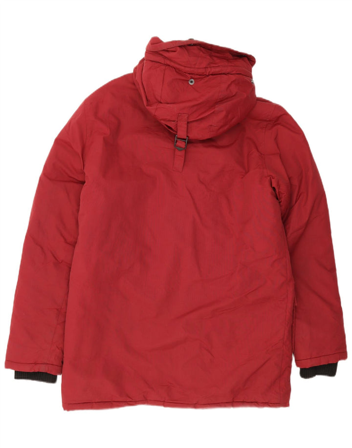 Superdry Mens Hooded Padded Jacket UK 38 Medium Burgundy Nylon