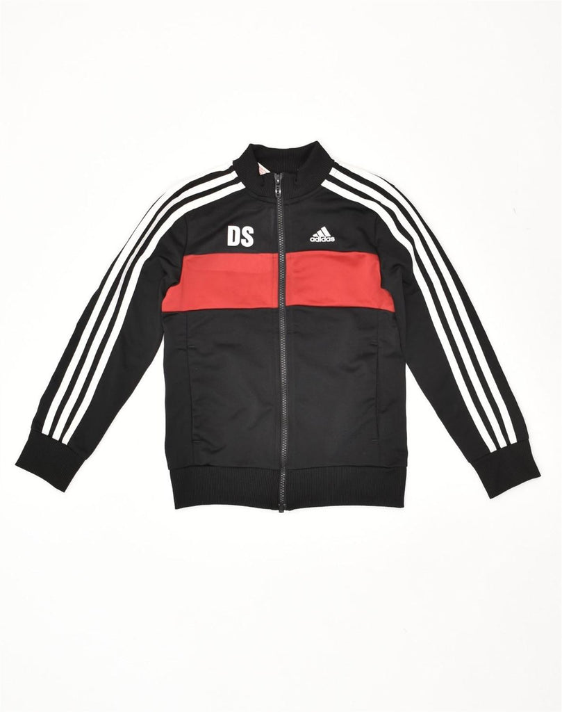 ADIDAS Boys Graphic Tracksuit Top Jacket 7-8 Years Black Colourblock | Vintage Adidas | Thrift | Second-Hand Adidas | Used Clothing | Messina Hembry 